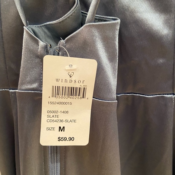 NWT, Formal dress, slate, spaghetti straps, sz M - Picture 5 of 6